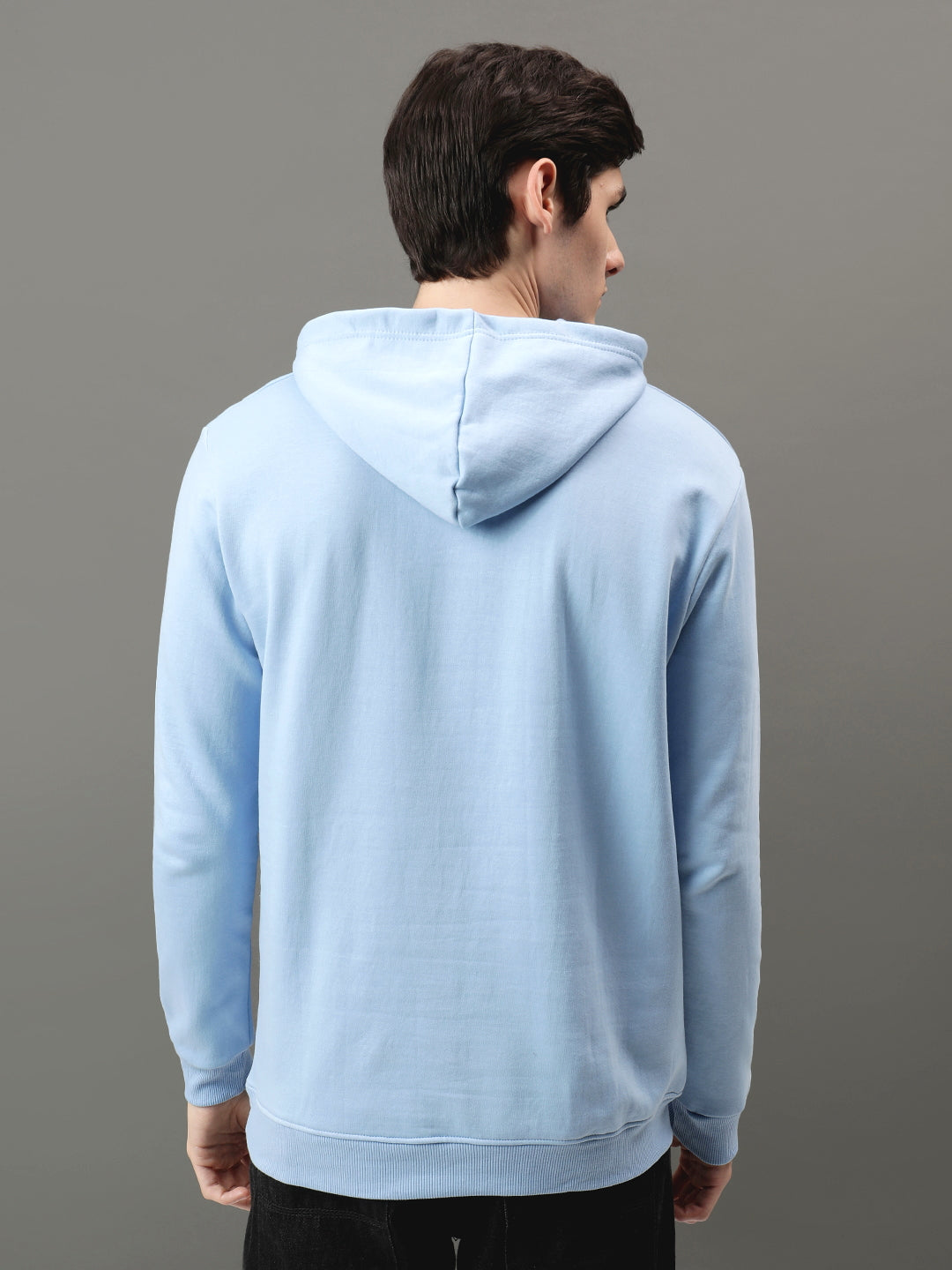 Men Blue Printed Hoodie