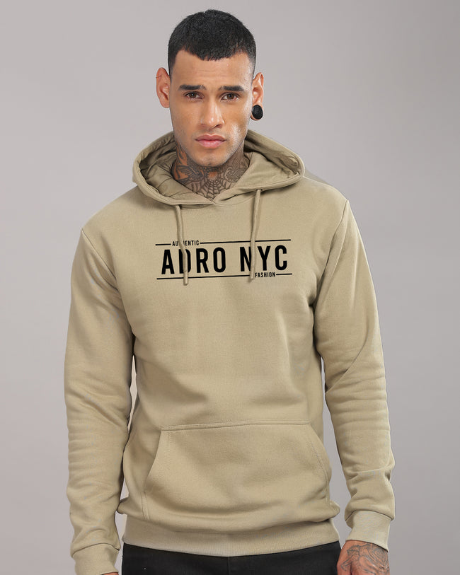 Men Beige Printed Hoodie