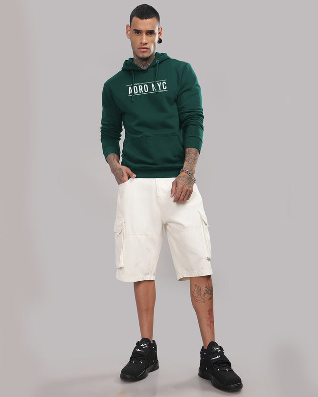 Men Green Printed Hoodie