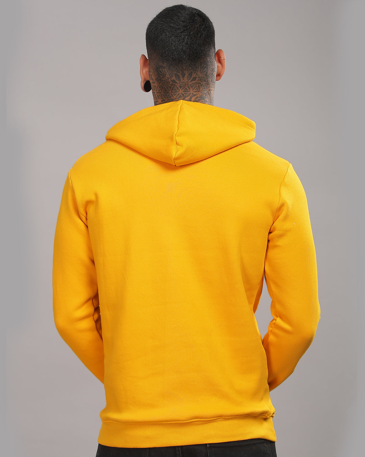 Men Mustard Printed Hoodie