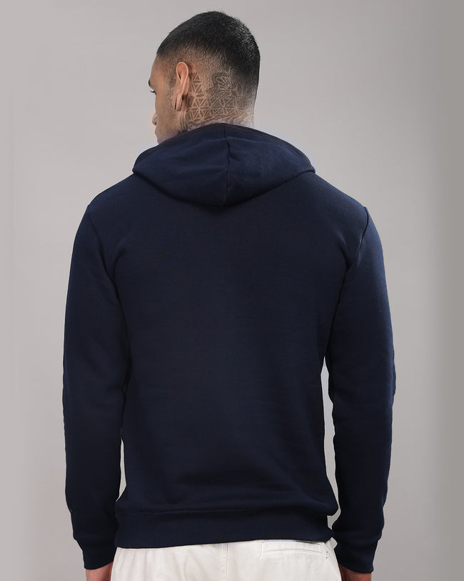 Men Navy Blue Printed Hoodie