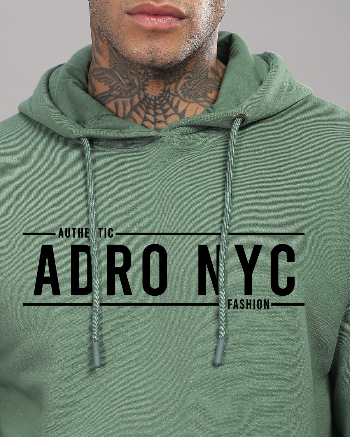 Men Green Printed Hoodie