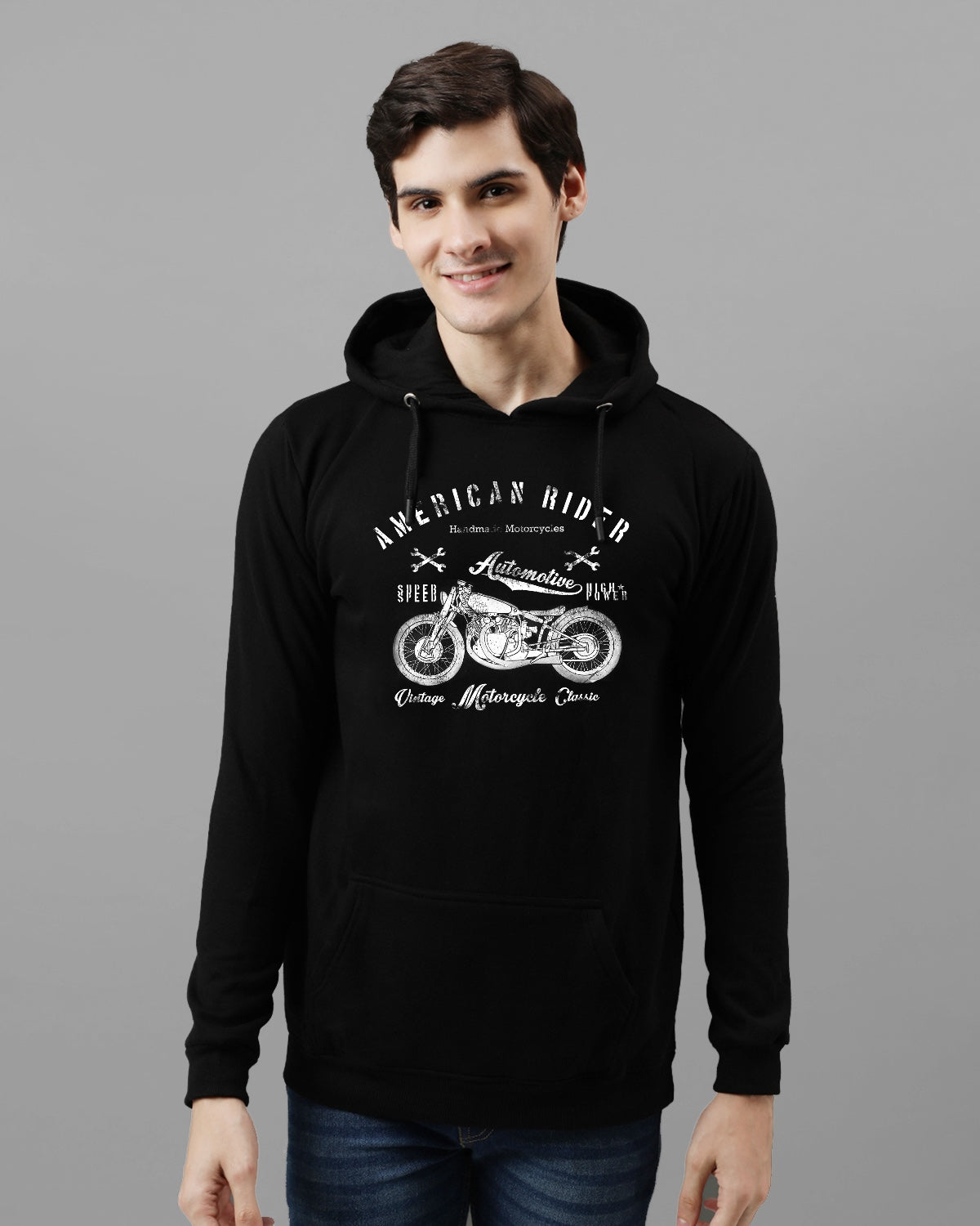 Men Black Printed Hoodie