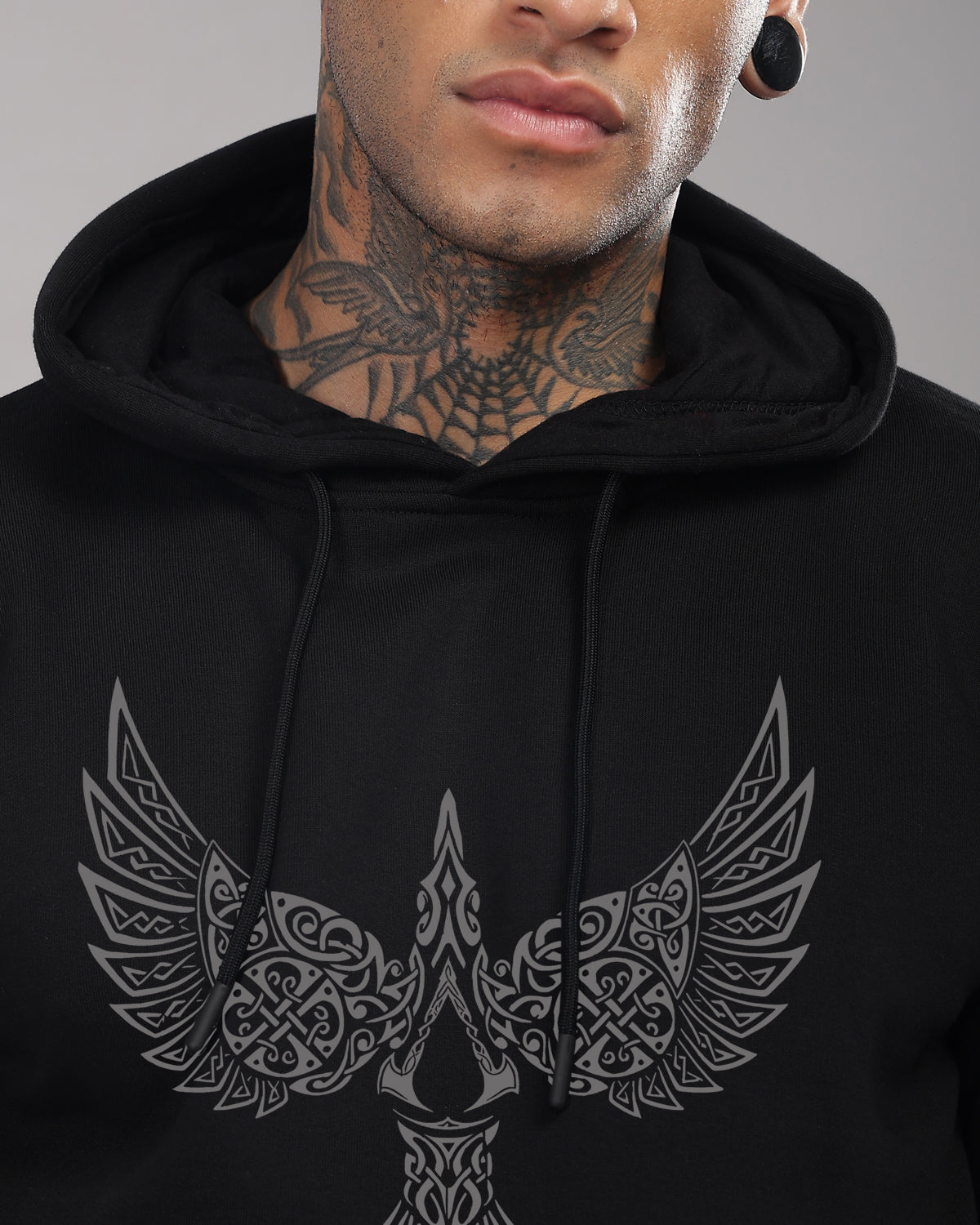 Men Black Printed Hoodie
