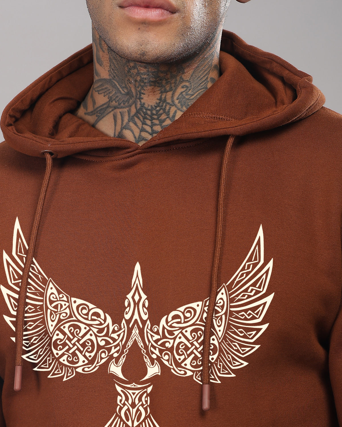 Men Brown Printed Hoodie