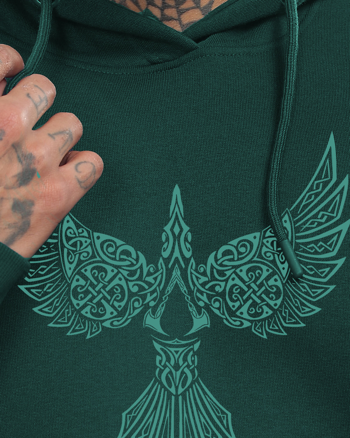 Men Green Printed Hoodie