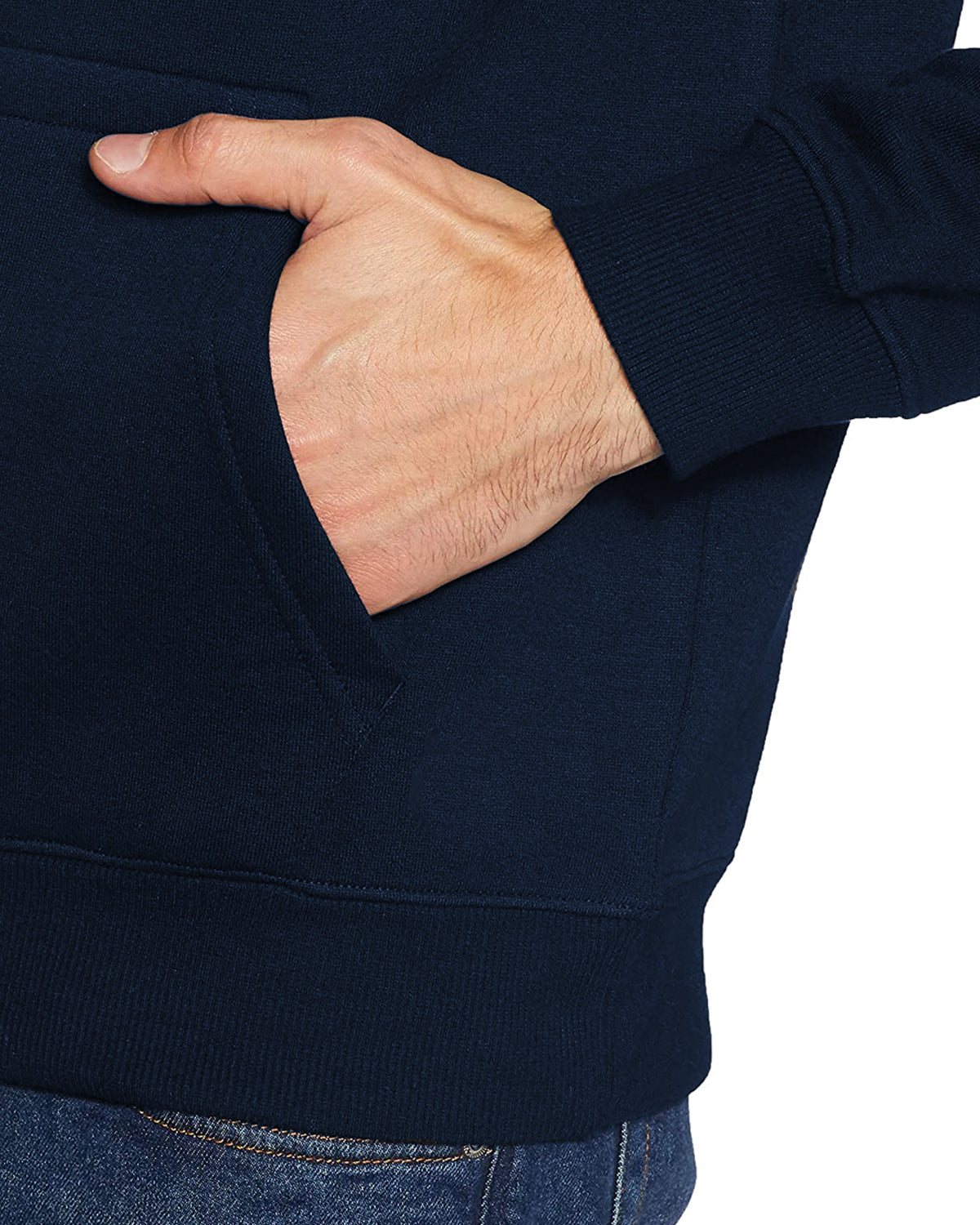 Men Navy Blue Printed Hoodie