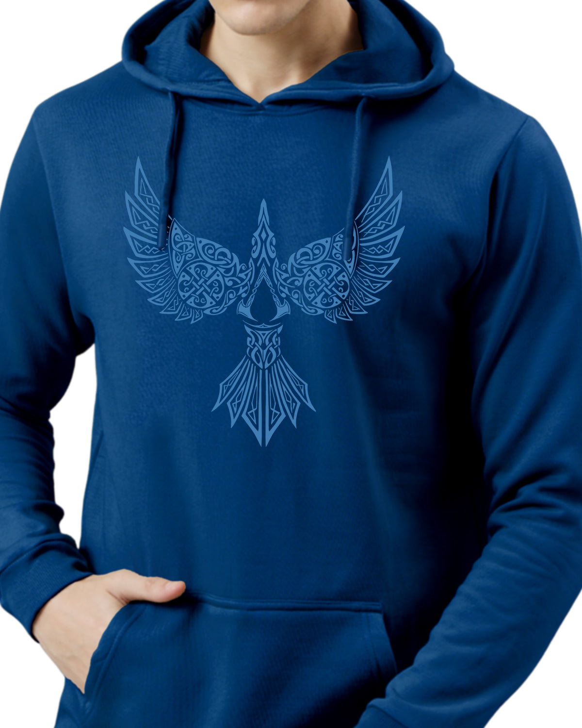 Men Blue Printed Hoodie