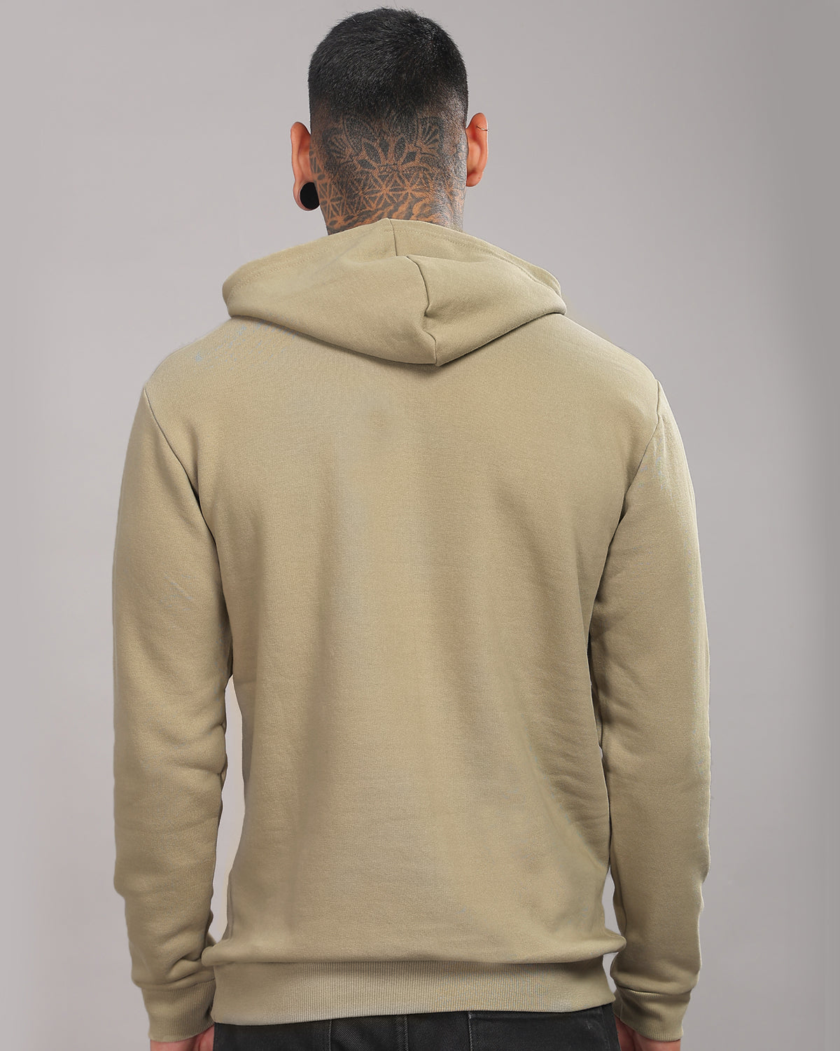 Men Beige Printed Hoodie