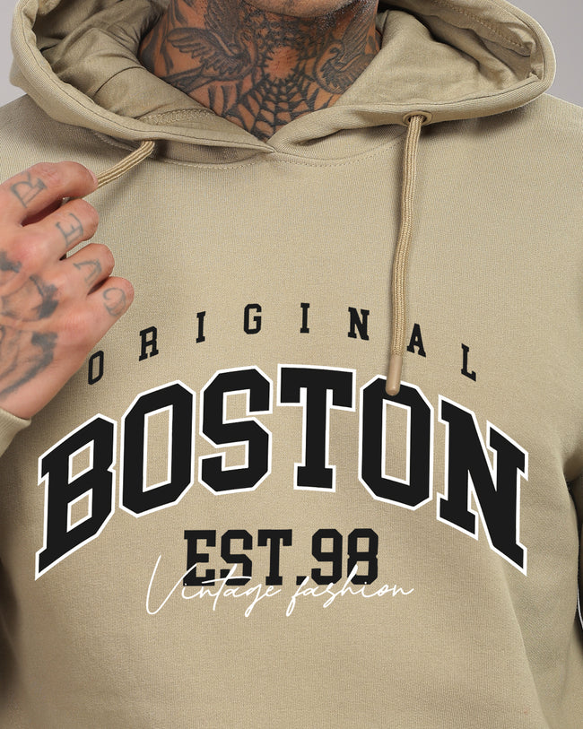 Men Beige Printed Hoodie