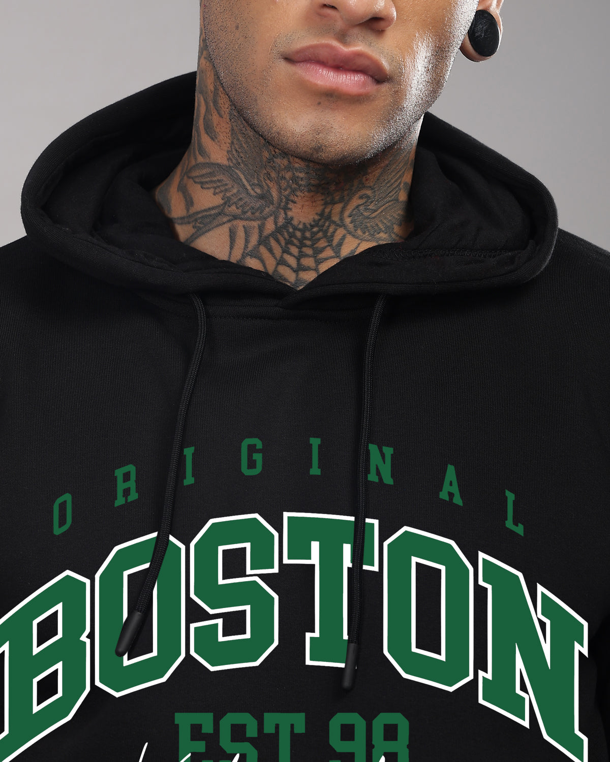 Men Black Printed Hoodie