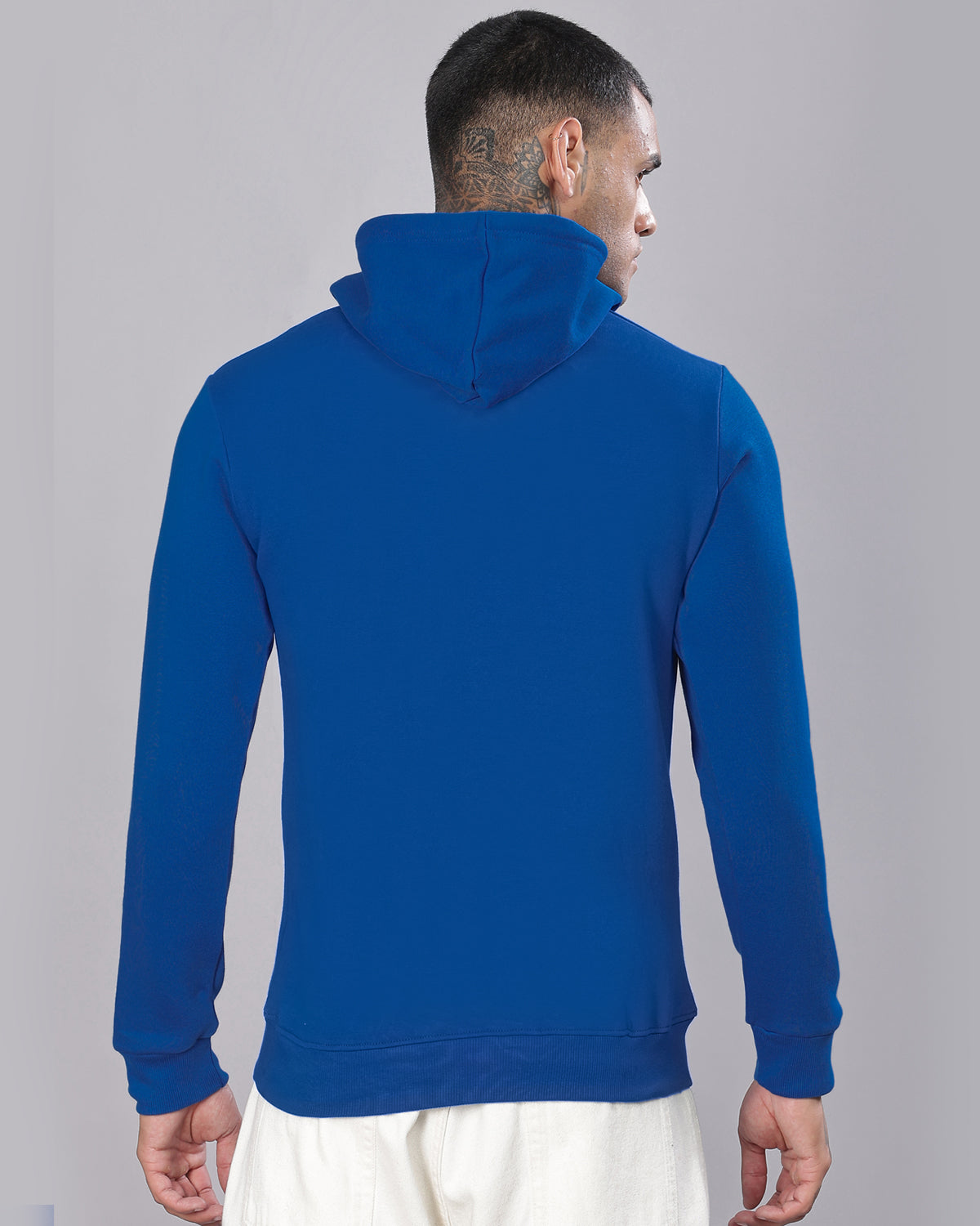 Men Royal Blue Printed Hoodie