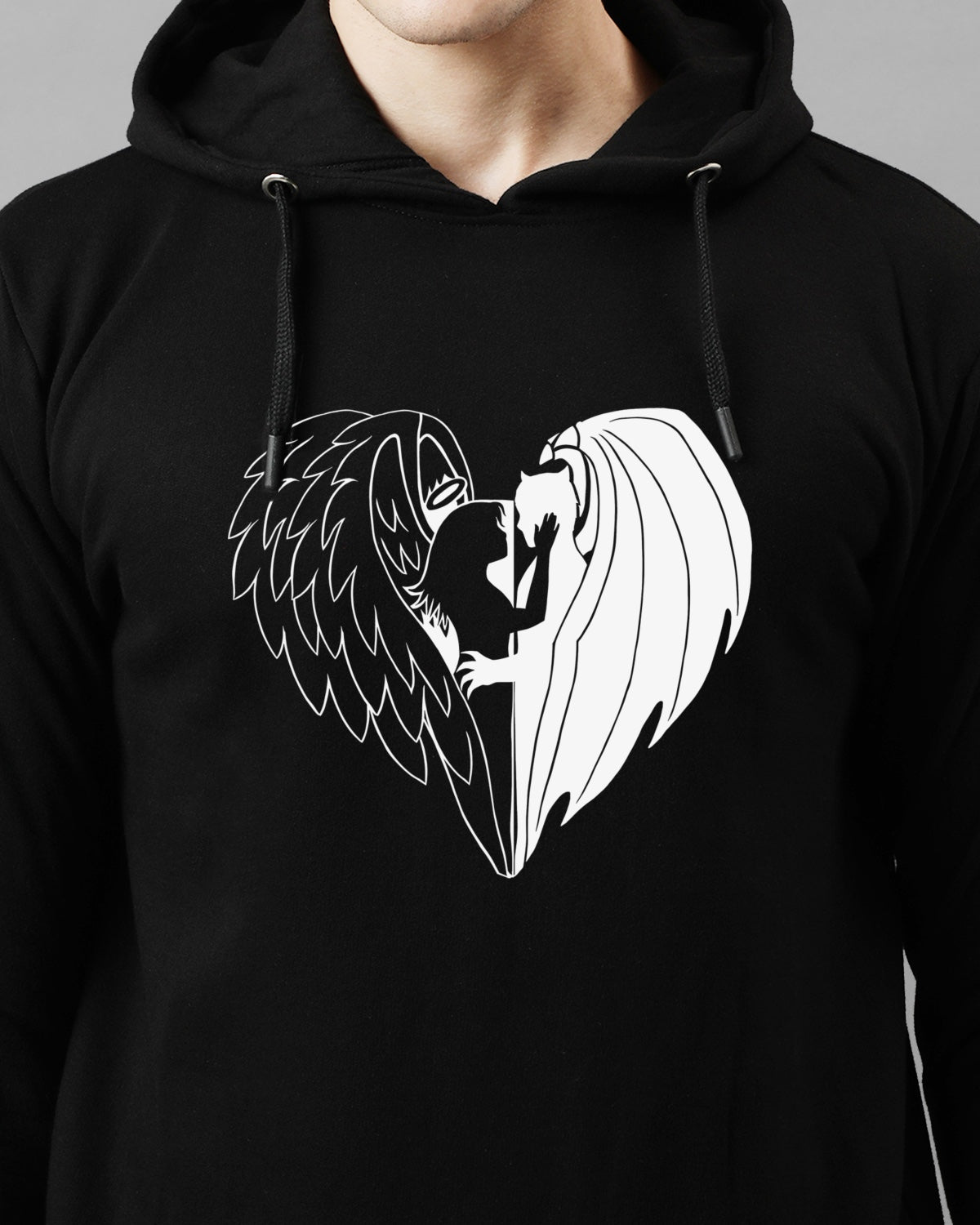 Men Black Printed Hoodie