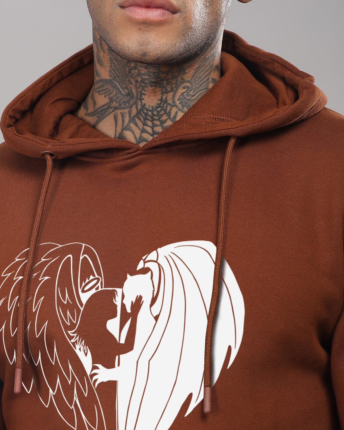 Men Downtown Brown Printed Hoodie