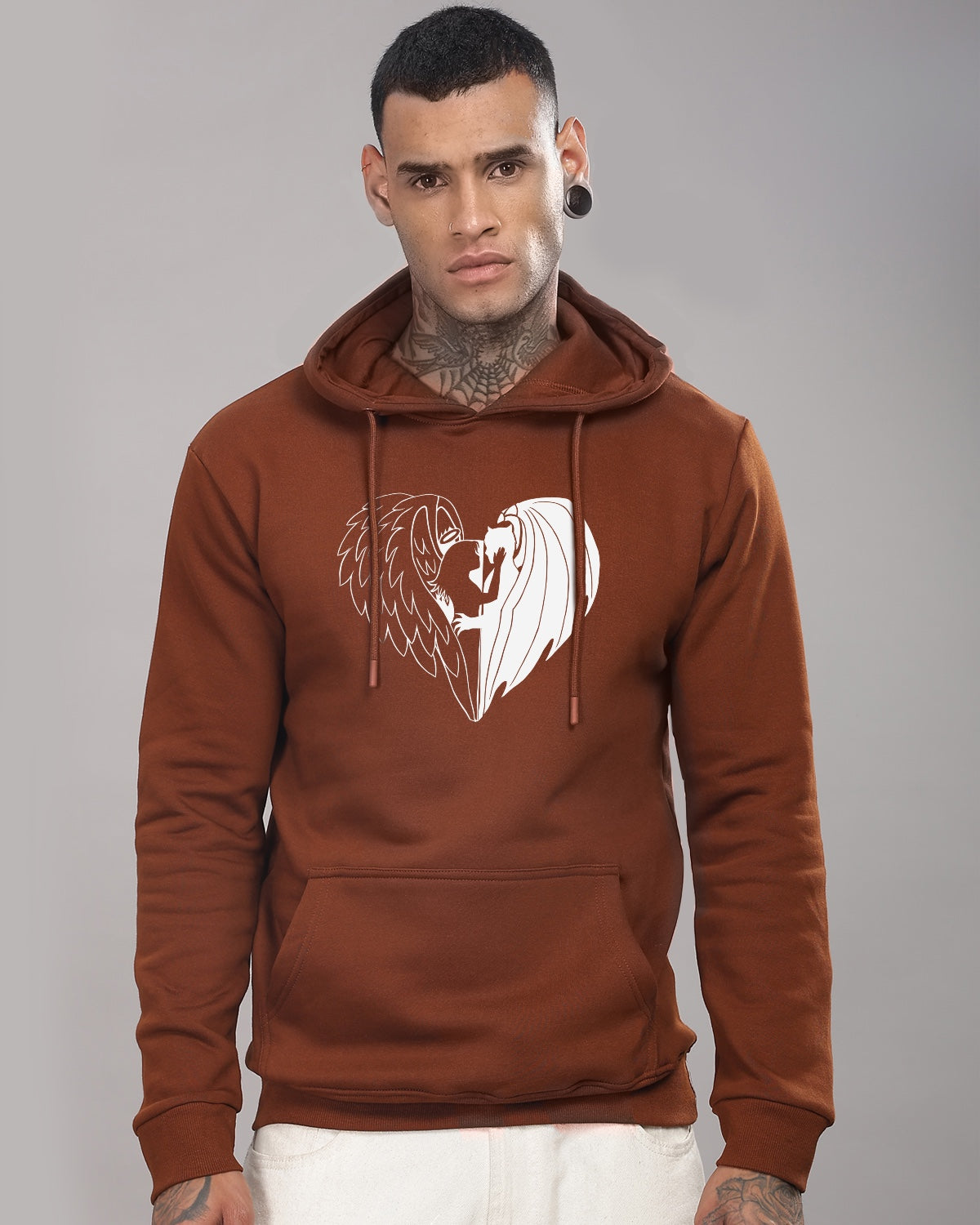 Men Downtown Brown Printed Hoodie