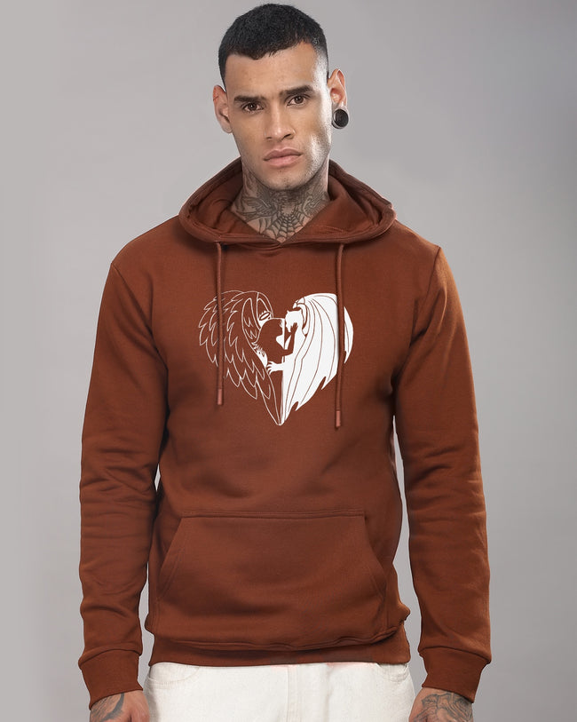 Men Downtown Brown Printed Hoodie