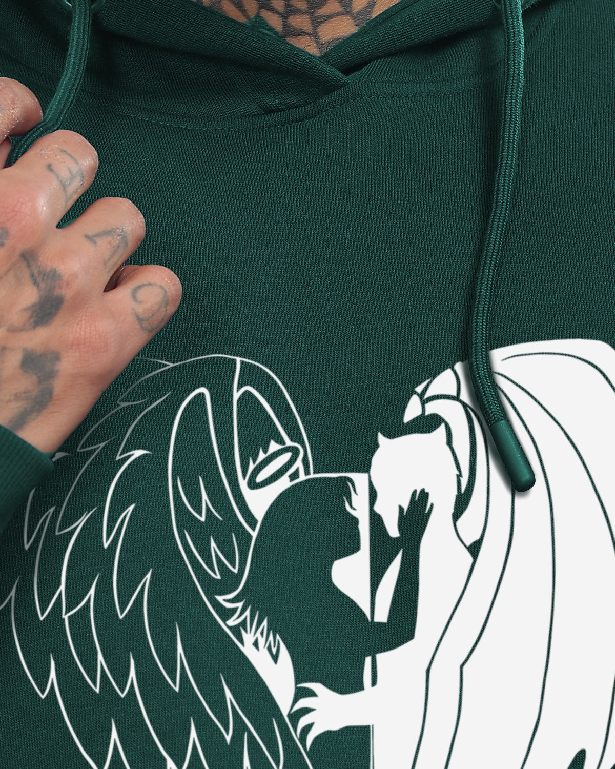 Men Green Printed Hoodie