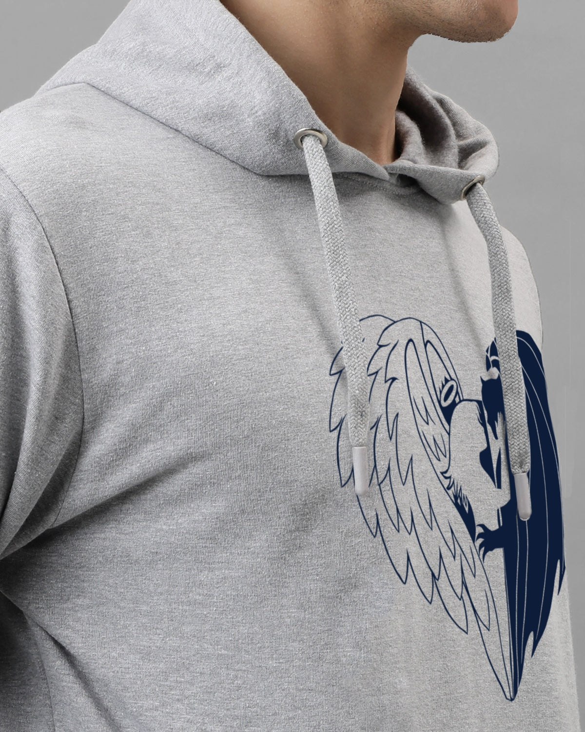 Men Grey Printed Hoodie