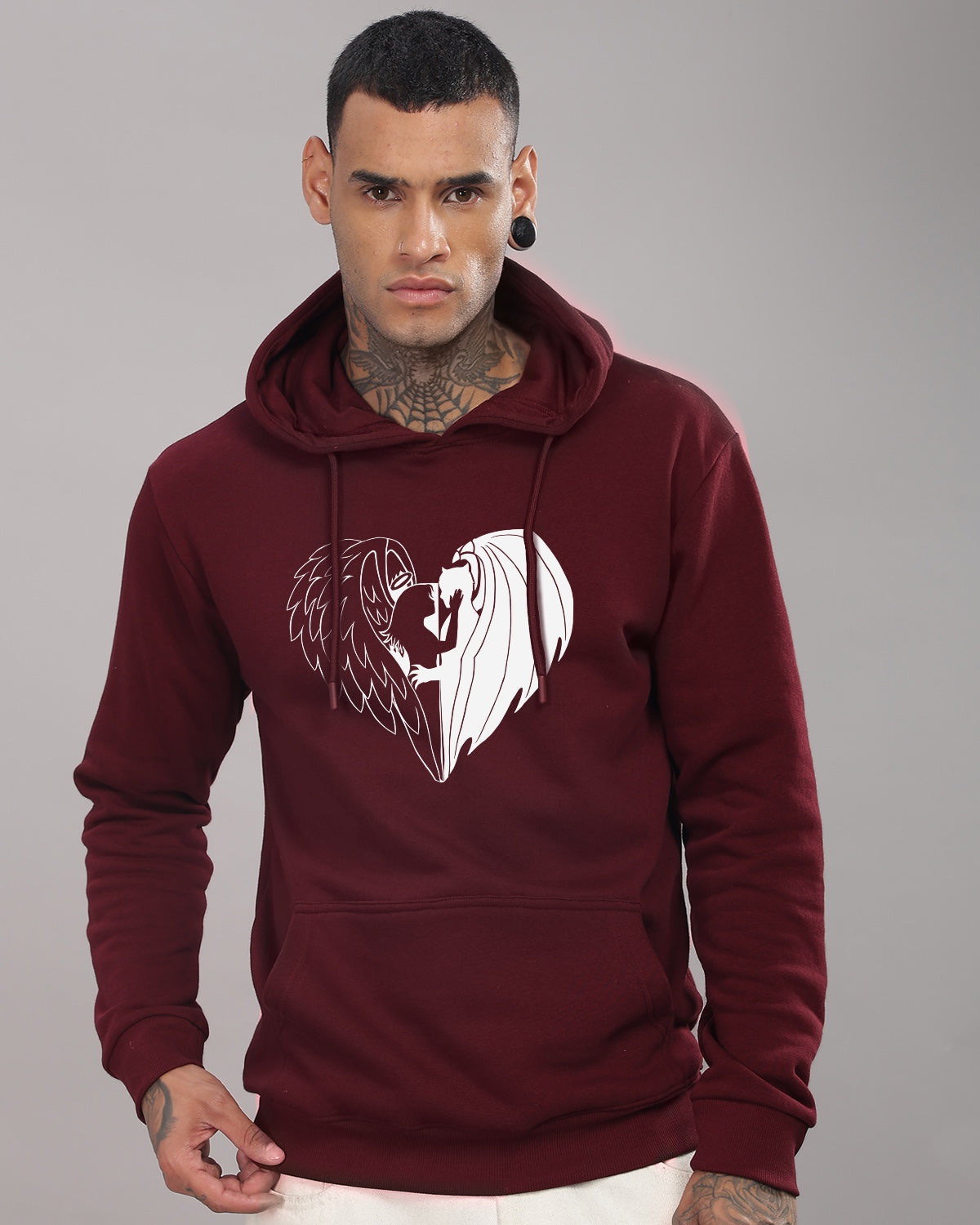 Men Maroon Printed Hoodie
