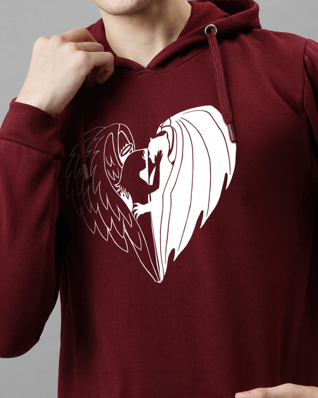 Men Maroon Printed Hoodie