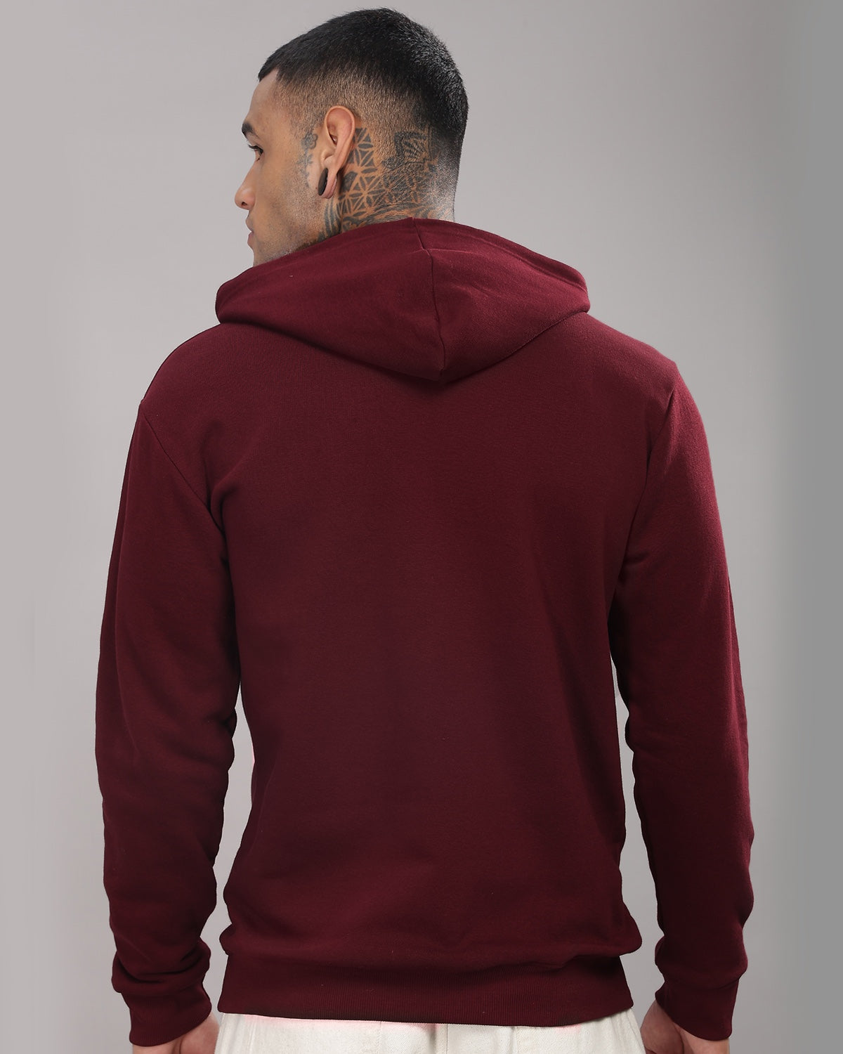 Men Maroon Printed Hoodie