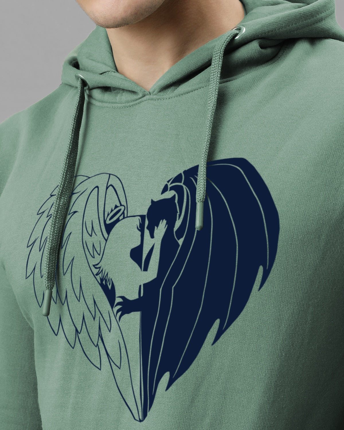 Men Green Printed Hoodie