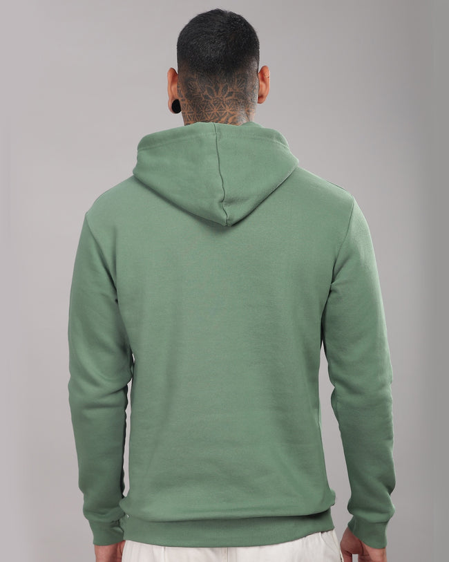 Men Green Printed Hoodie