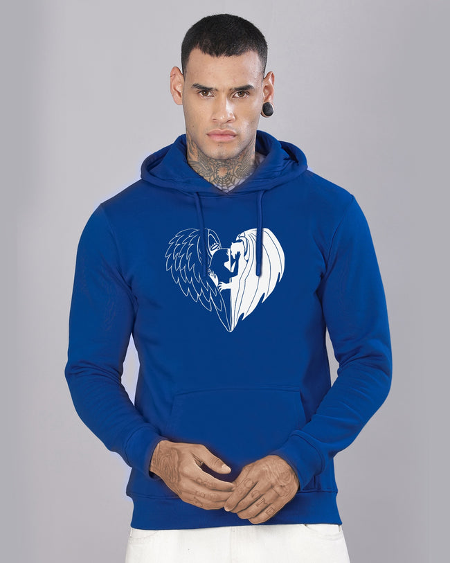 Men Royal Blue Printed Hoodie