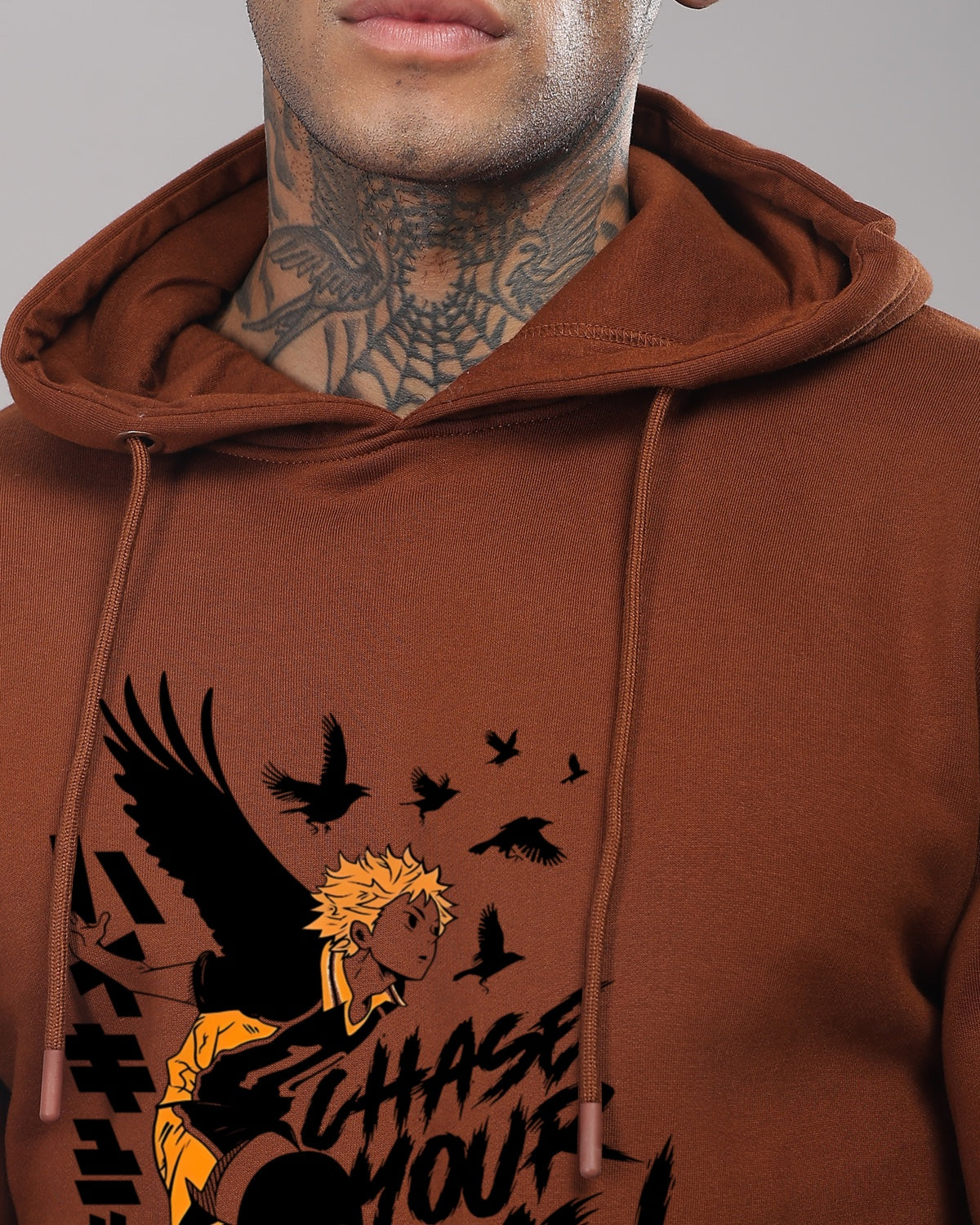 Men Brown Anime Hoodies