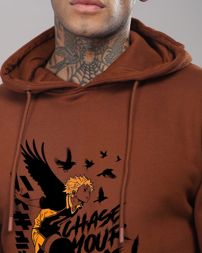 Men Brown Anime Hoodies