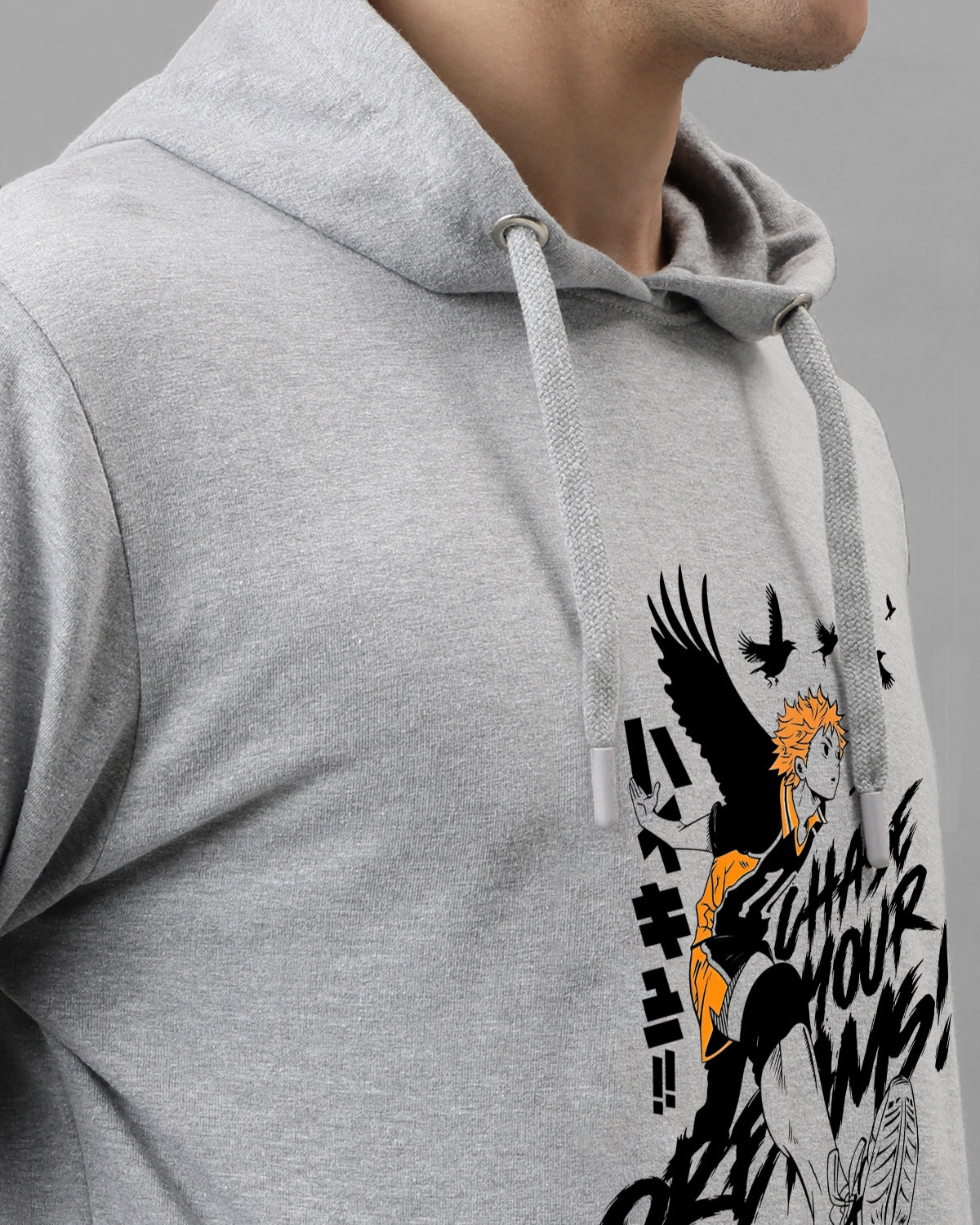 Men Grey Anime Hoodies