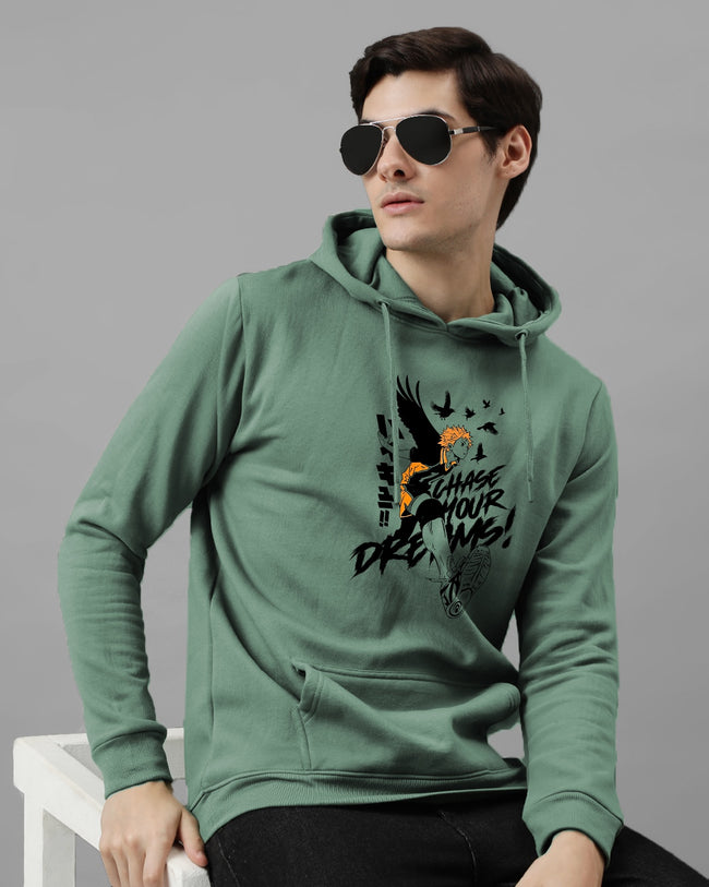 Men Green Anime Hoodies