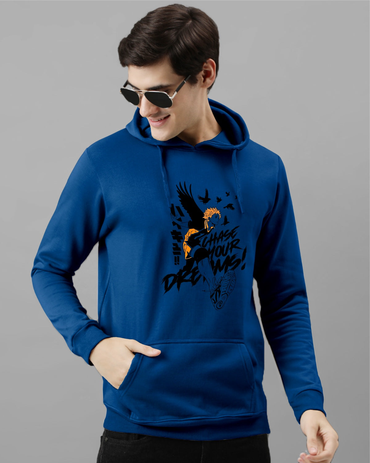 Men Blue Anime Hoodies