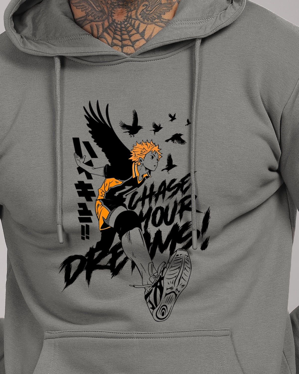 Men Grey Anime Hoodies