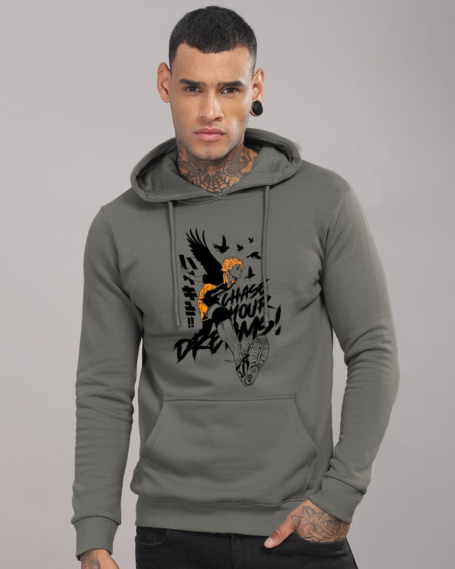 Men Grey Anime Hoodies