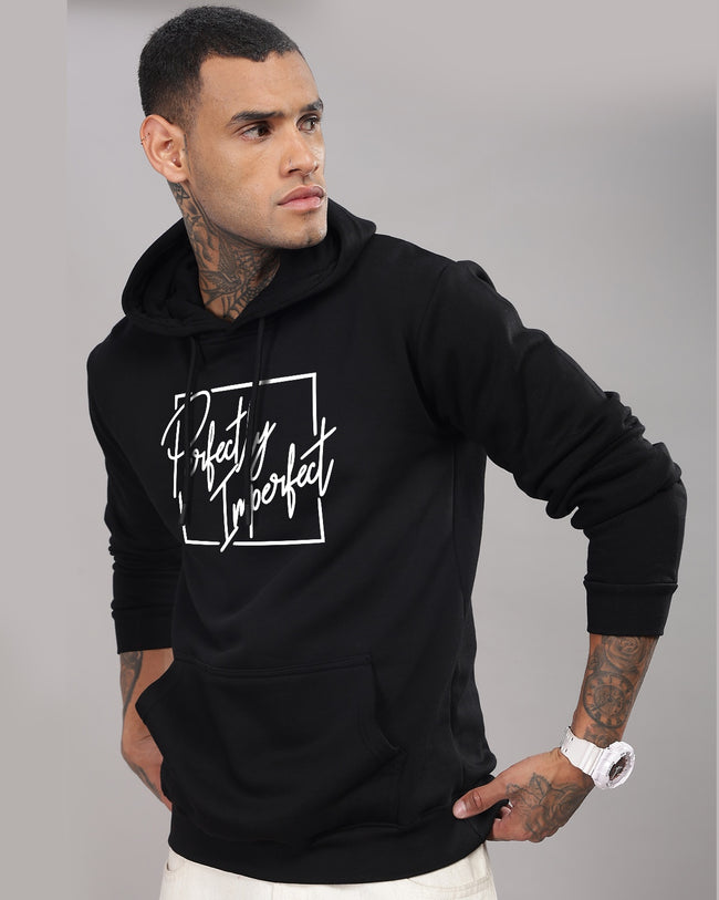 Men Black Printed Hoodie