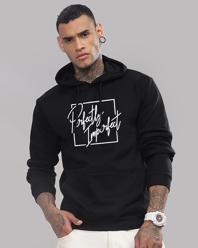 Men Black Printed Hoodie