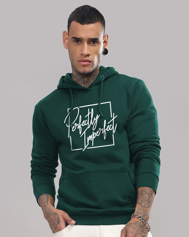 Men Green Printed Hoodie