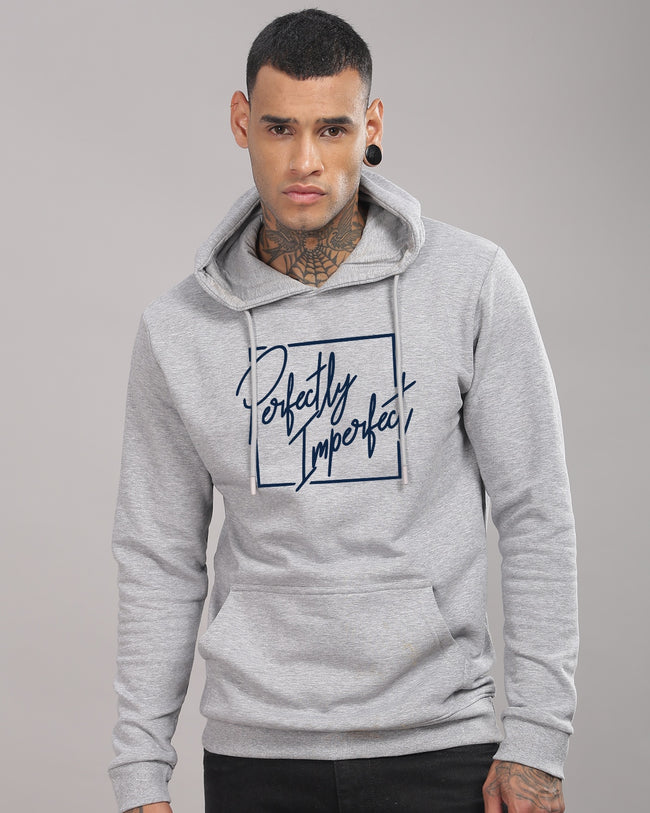 Men Grey Printed Hoodie