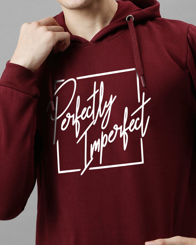 Men Maroon Printed Hoodie