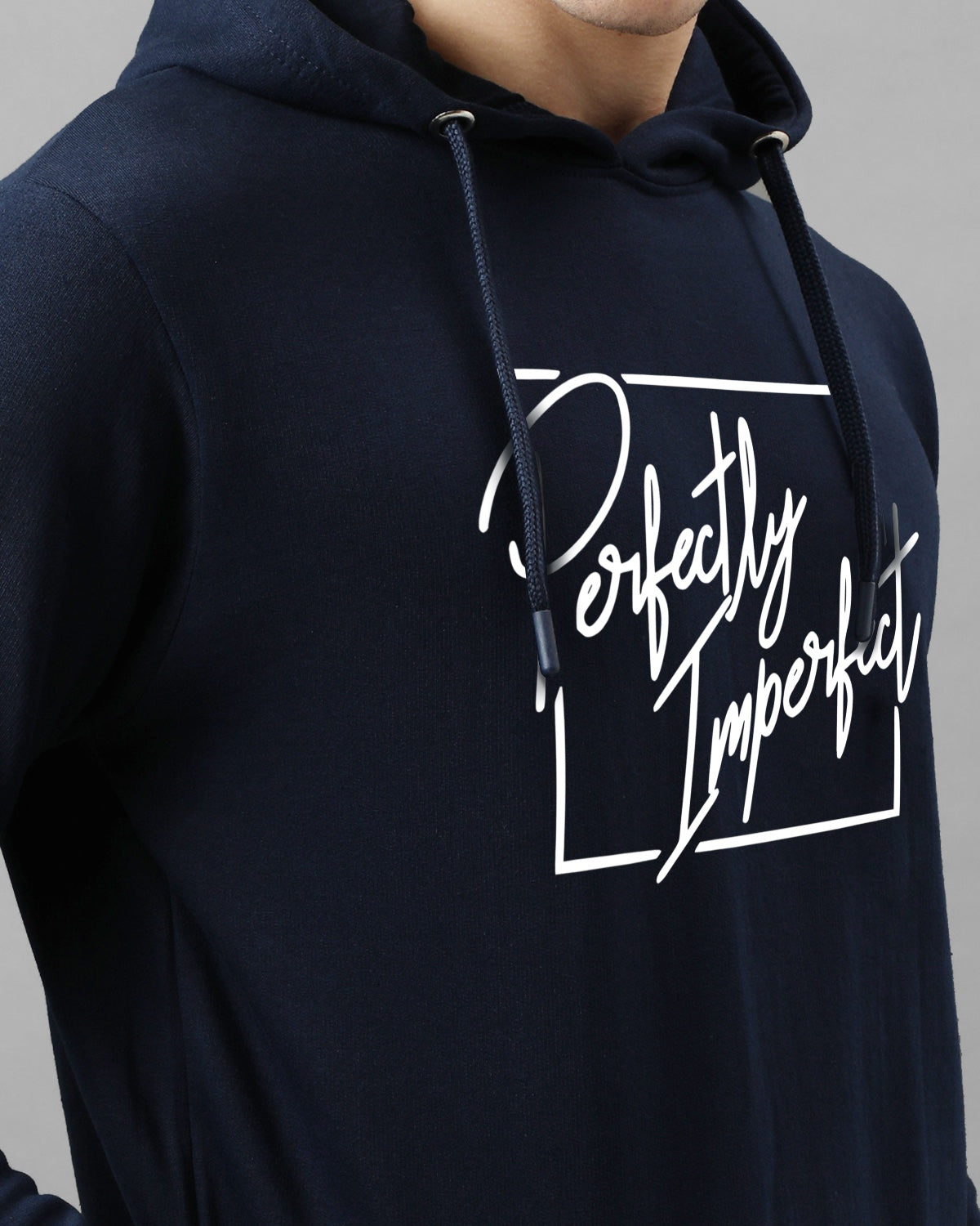 Men Navy Blue Printed Hoodie