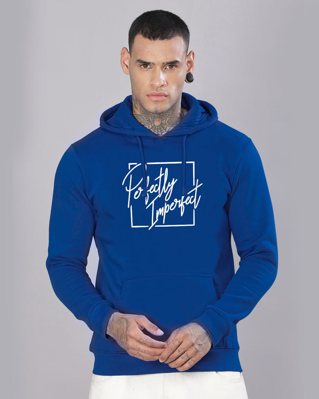 Men Royal Blue Printed Hoodie