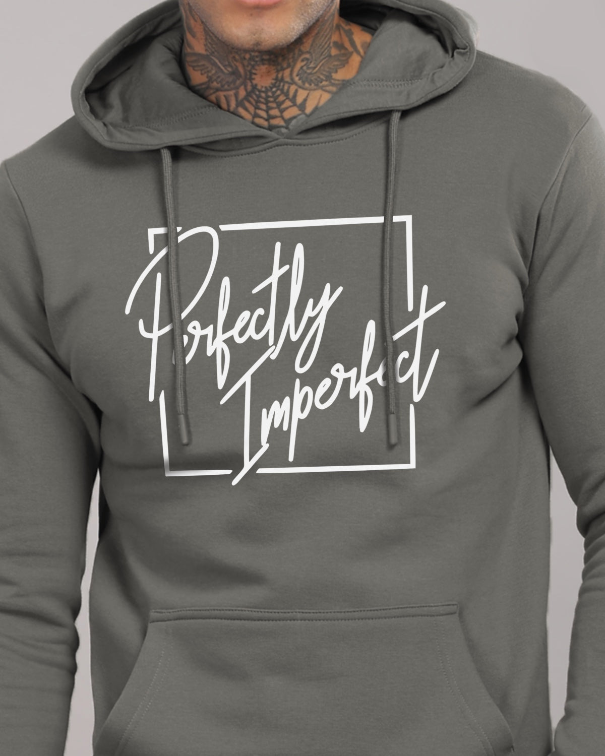 Men Steel Grey Printed Hoodie