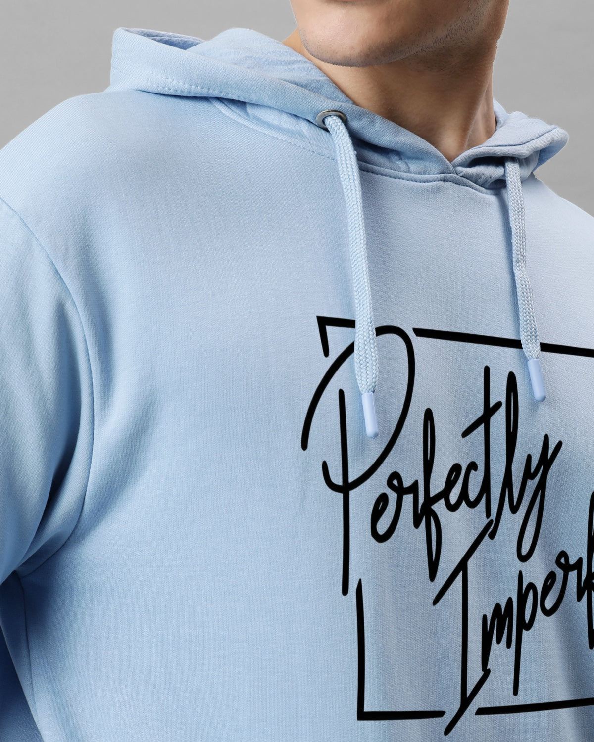 Men Sky Blue Printed Hoodie