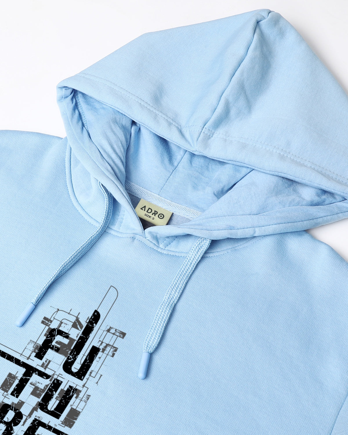 Men Blue Printed Cotton Hoodie