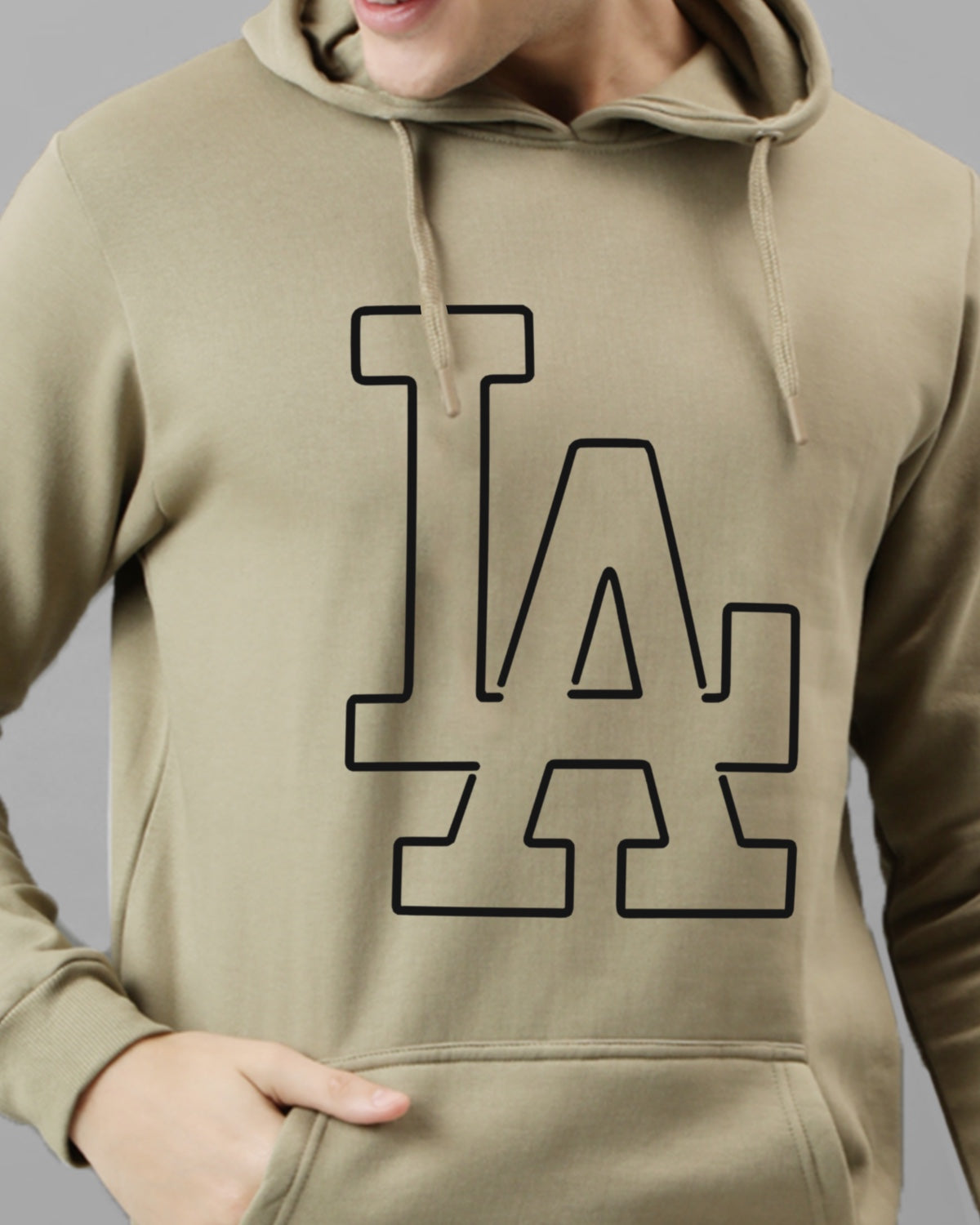 Men Beige Printed Hoodie