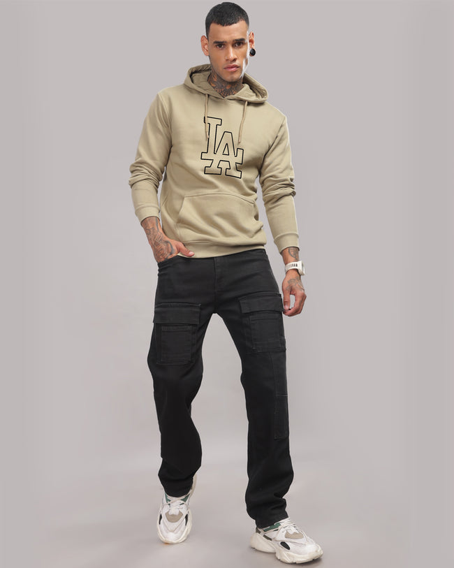 Men Beige Printed Hoodie