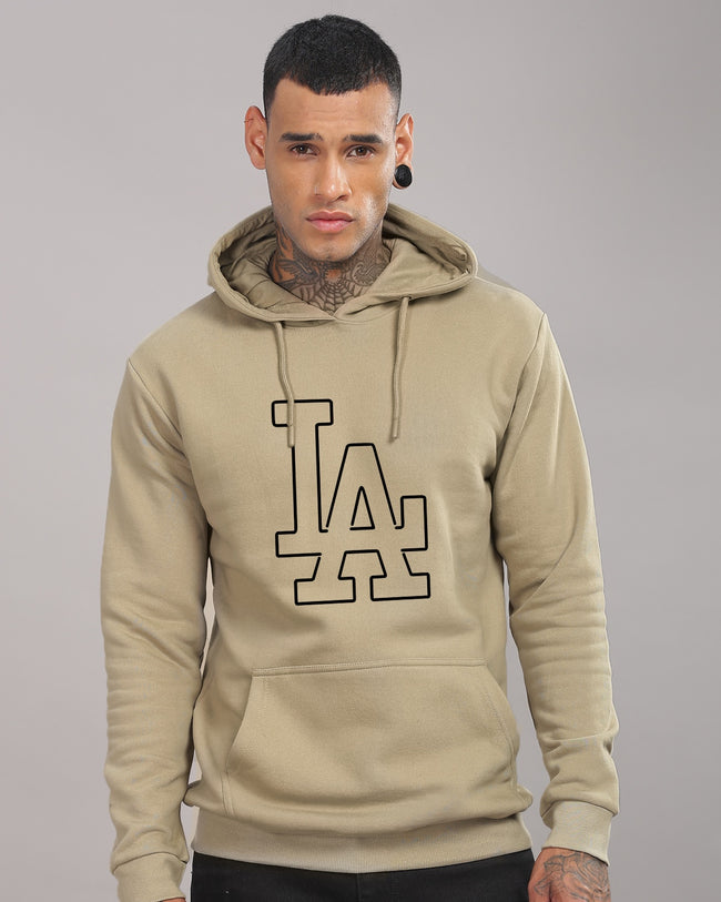 Men Beige Printed Hoodie