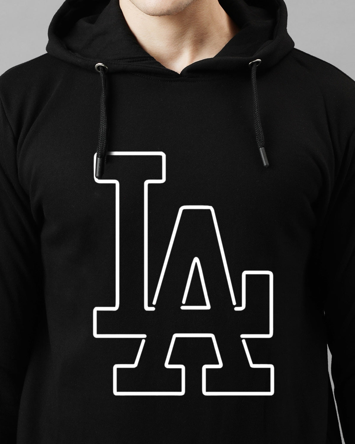 Men Black Printed Hoodie