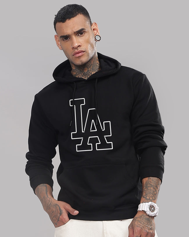 Men Black Printed Hoodie